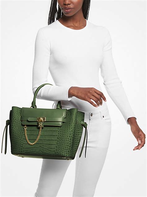 michael kors hamilton with studs white|Hamilton Large Studded Leather Belted Satchel .